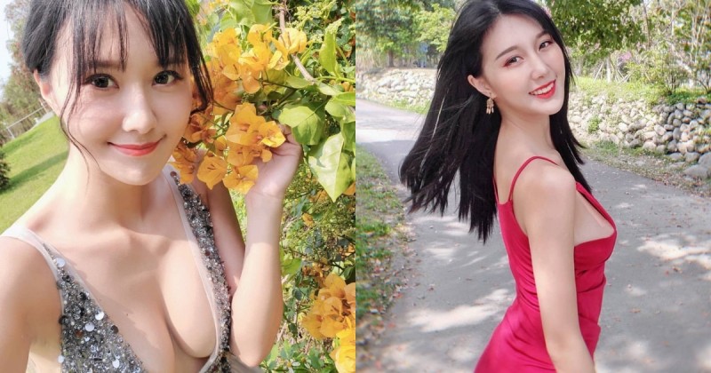 誰能專心賞花？「羽晴Min」小禮服中路大開秀雪白美乳，連日常側拍都快守不住防線！