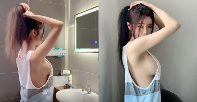 女友盥洗卻「露側乳誘惑」　寬鬆睡衣渾圓形狀遮不住！