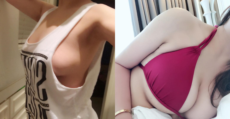 愛露奶但不露臉！「巨乳正妹」奶太大比基尼無法全部罩住！