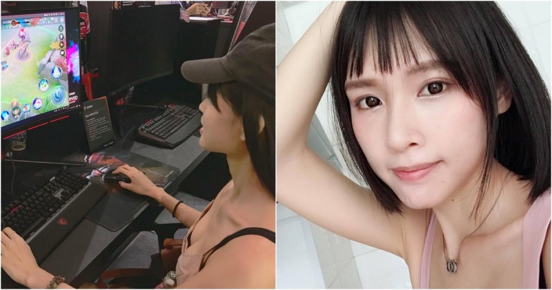 打遊戲真的hen熱！「Chichi淇淇」背心打lol畫面好刺激 正面一看還是萌妹～