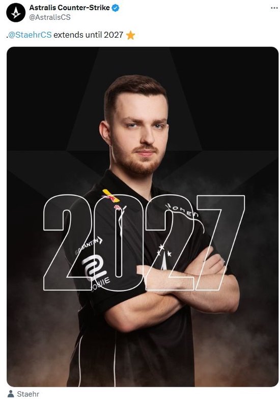 官宣：Astralis与Staehr续约至2027年