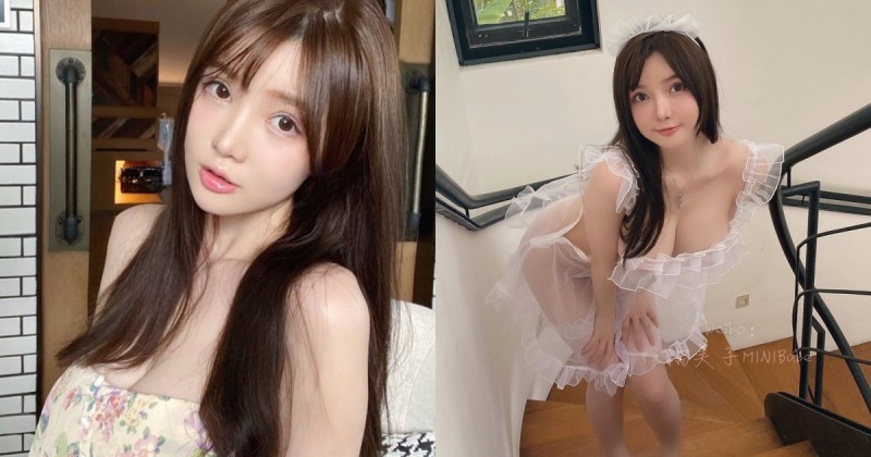 鄰家小姑娘樓梯間裡偷使壞！糯美子透明圍裙挺「白嫩糯米團」，純情臉蛋色body！
